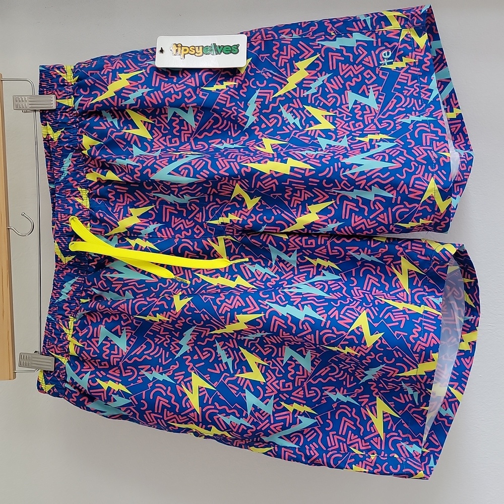 90' inspired Tipsy Elves swim trunk